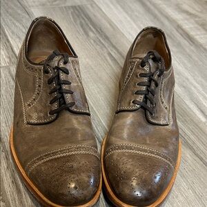 Johnston & Murphy Gray Tumbled Calfskin Oxfords